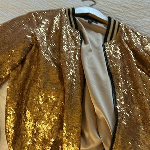 Sequins zip up waist jacket